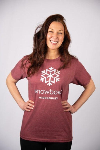 Adult Snowbowl Snow Bowl Logo T-Shirt in Burgundy