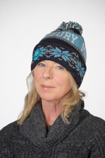 Snowbowl Winter Hat in Navy and Light Blue